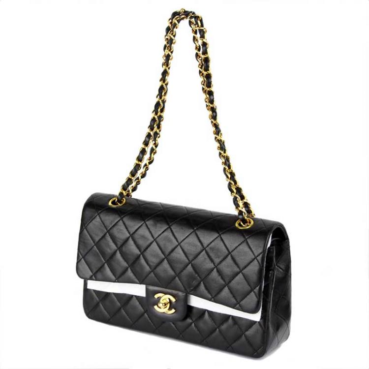 Chanel Black Quilted Lambskin Medium Vintage Classic Double Flap Bag Chanel