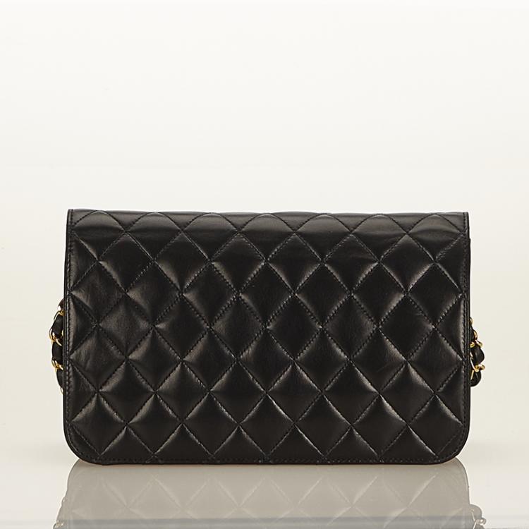 Pre Owned Chanel Black Quilted Lambskin Full Flap Bag