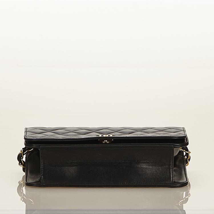 Pre Owned Chanel Black Quilted Lambskin Full Flap Bag
