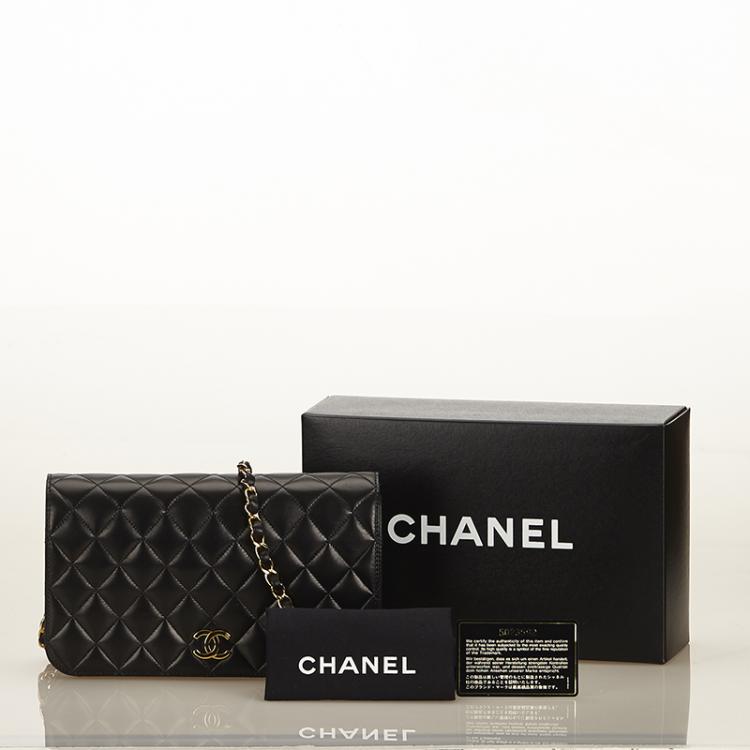 Pre Owned Chanel Black Quilted Lambskin Full Flap Bag