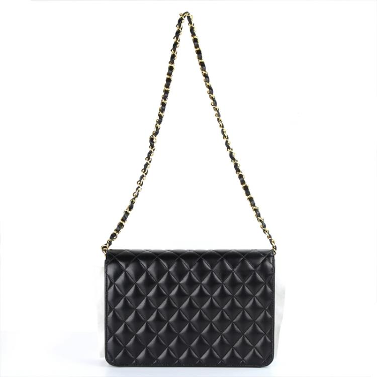 Pre Owned Chanel Black Quilted Lambskin Vintage Classic Flap Bag