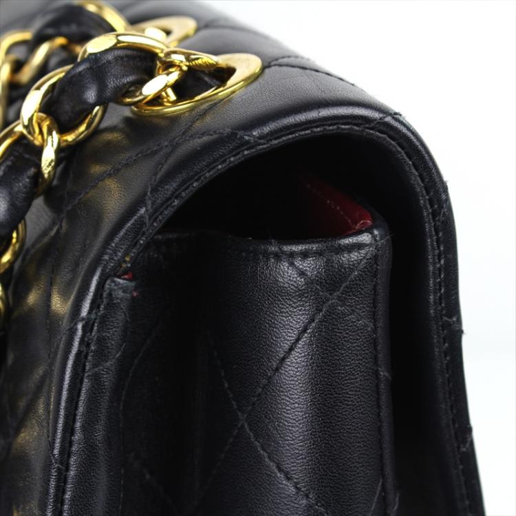 Pre Owned Chanel Black Quilted Lambskin Maxi Jumbo Vintage Classic Flap Bag