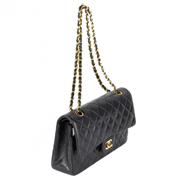Chanel Black Quilted Lambskin Jumbo Classic Double Flap Gold