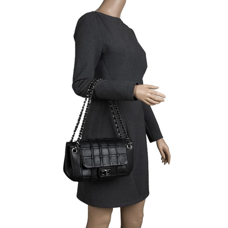 Chanel Black Leather Mademoiselle Accordion Flap Bag Chanel