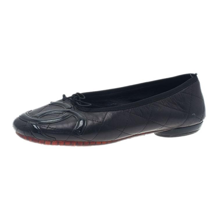 Chanel Black Leather CC Cambon Ballet Flats Size 37 Chanel | The Luxury  Closet