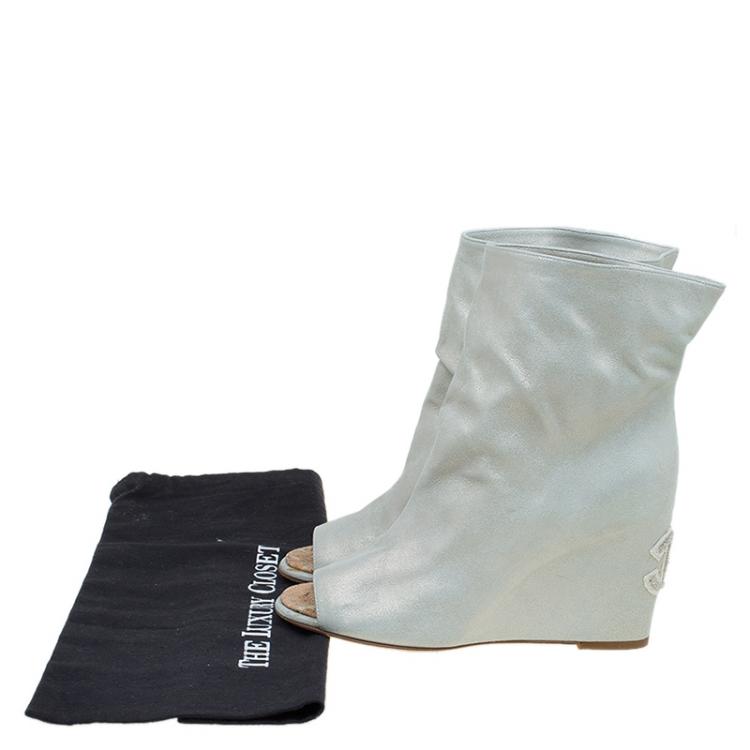 open toe wedge ankle boots