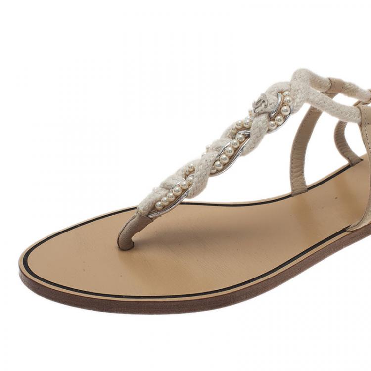 chanel pearl thong sandals