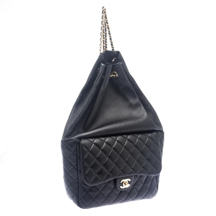 Pre Owned Chanel Black Quilted Leather Large Seoul Backpack