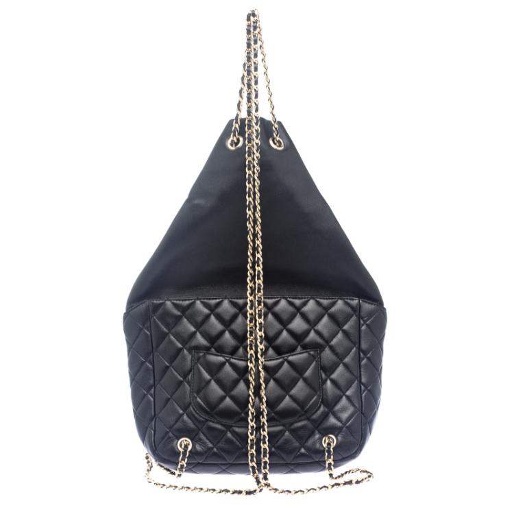 Pre Owned Chanel Black Quilted Leather Large Seoul Backpack
