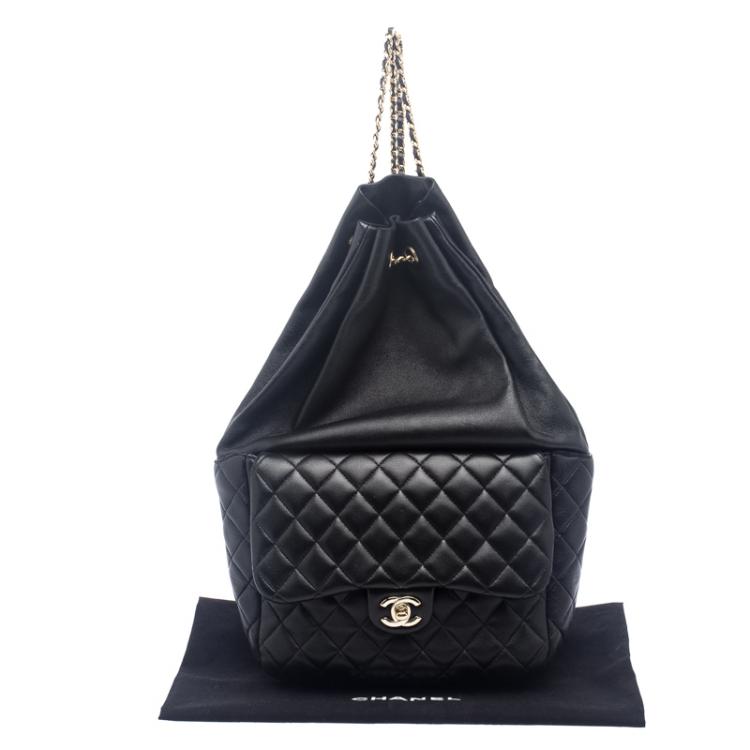 Pre Owned Chanel Black Quilted Leather Large Seoul Backpack