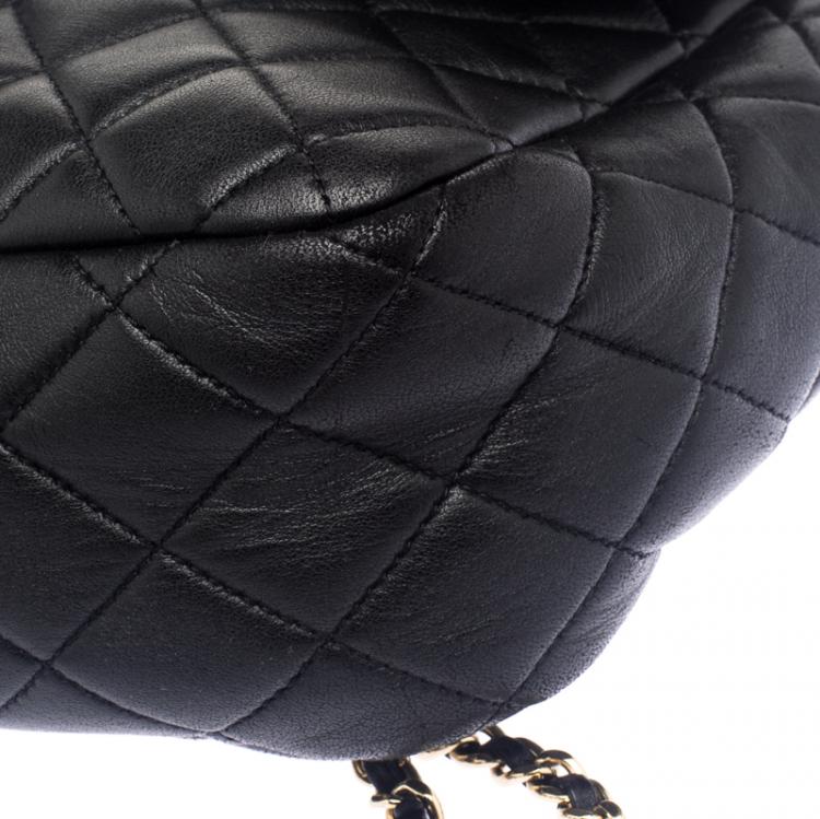 Pre Owned Chanel Black Quilted Leather Large Seoul Backpack