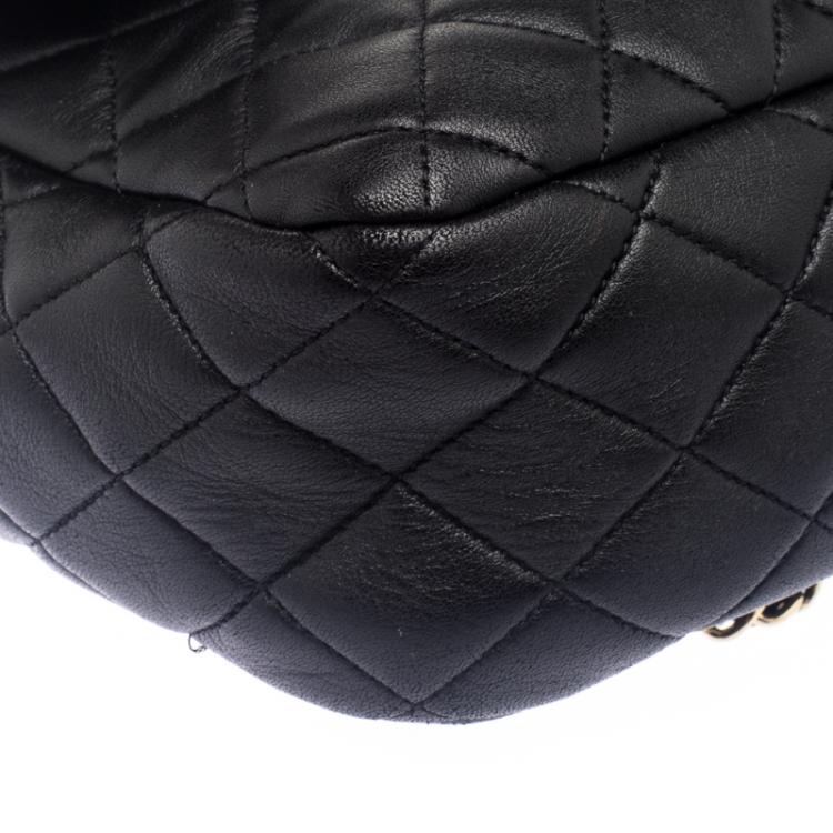 Pre Owned Chanel Black Quilted Leather Large Seoul Backpack