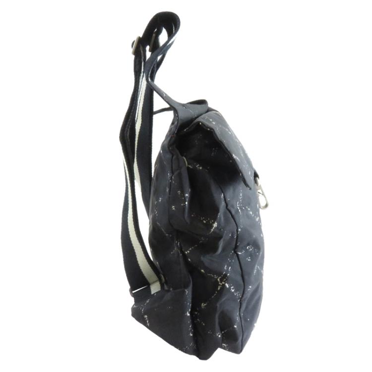 Pre Owned Chanel Black Nylon Old Travel Line Backpack