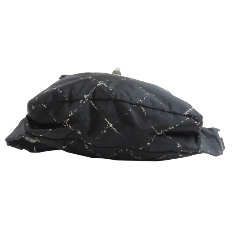 Pre Owned Chanel Black Nylon Old Travel Line Backpack
