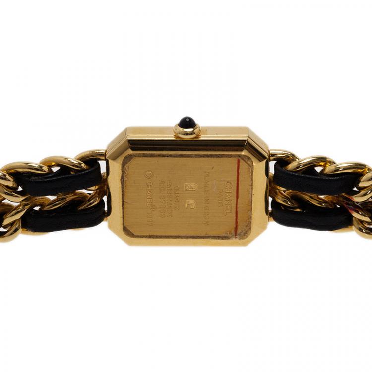 Pre Owned Chanel Black Gold-Plated Stainless Steel Première Women's Wristwatch 20MM
