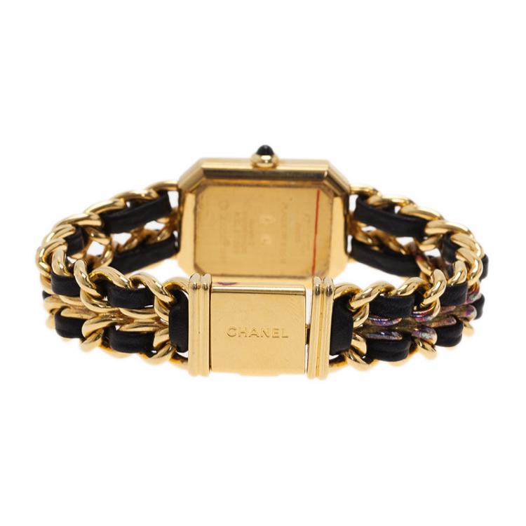 Pre Owned Chanel Black Gold-Plated Stainless Steel Première Women's Wristwatch 20MM