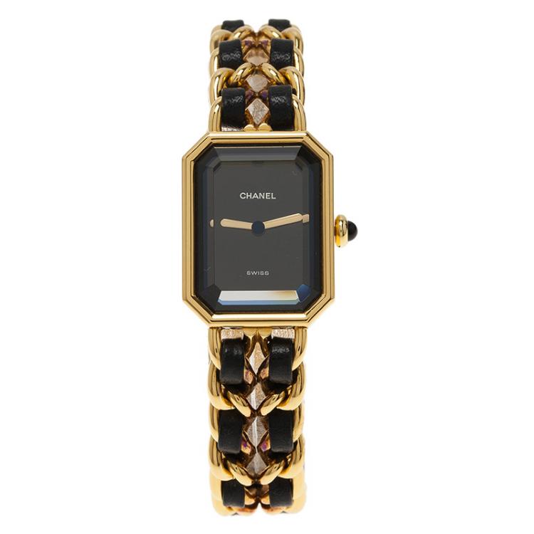 Pre Owned Chanel Black Gold-Plated Steel Première Women's Wristwatch 20MM