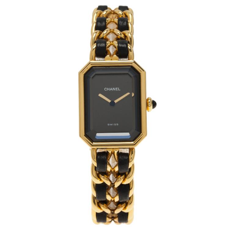 Pre Owned Chanel Black Gold-Plated Steel Première Women's Wristwatch 20MM