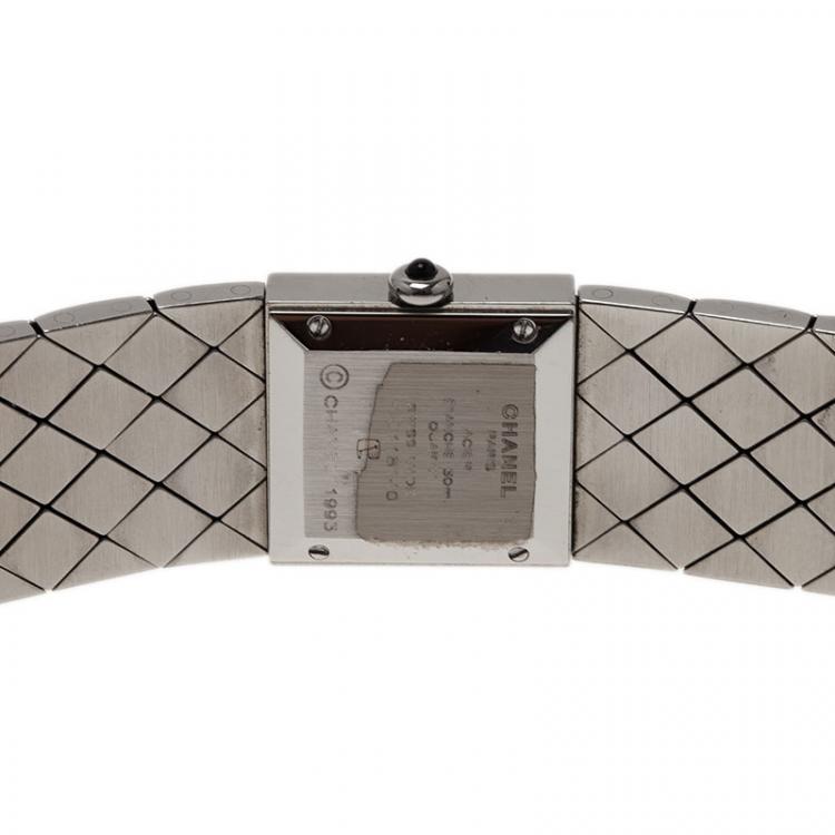 Pre Owned Chanel Black Stainless Steel Matelasse Women's Wristwatch 19MM