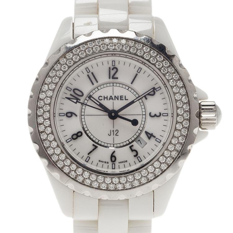 Chanel White Ceramic J12 Diamond H0967 Women's Wristwatch 33MM Chanel | The  Luxury Closet