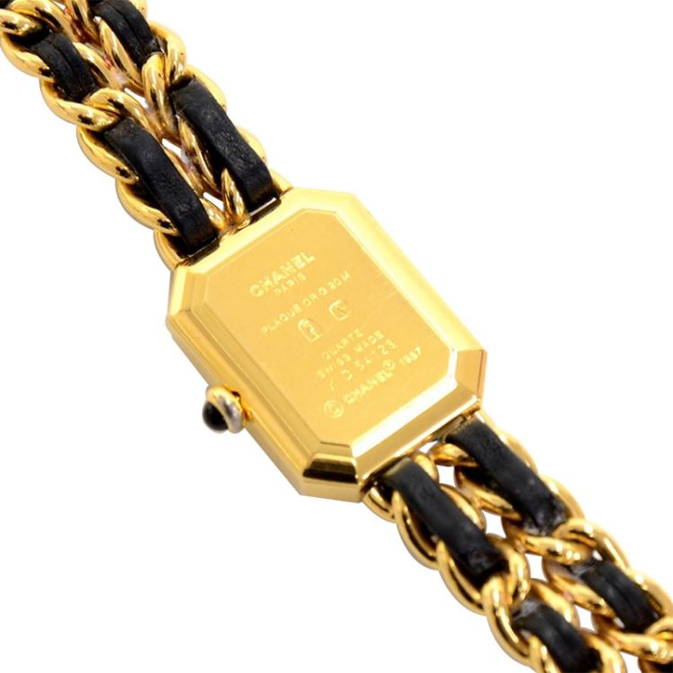 Pre Owned Chanel Black Gold-Plated Steel Premiere Women's Wristwatch 20MM