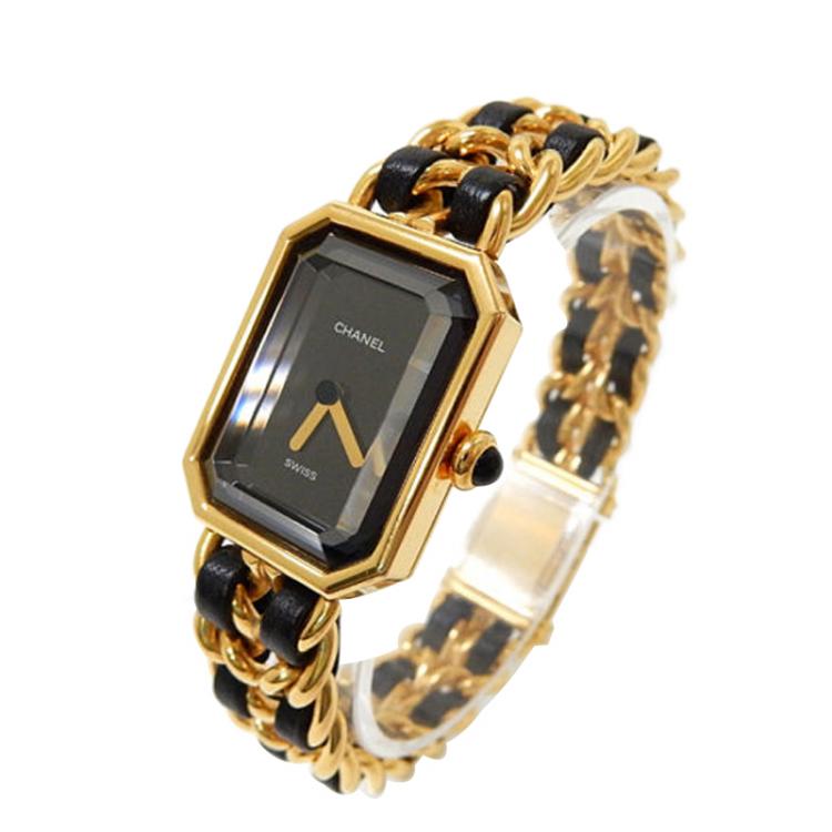 Pre Owned Chanel Black Gold-Plated Steel Première Women's Wristwatch 20MM