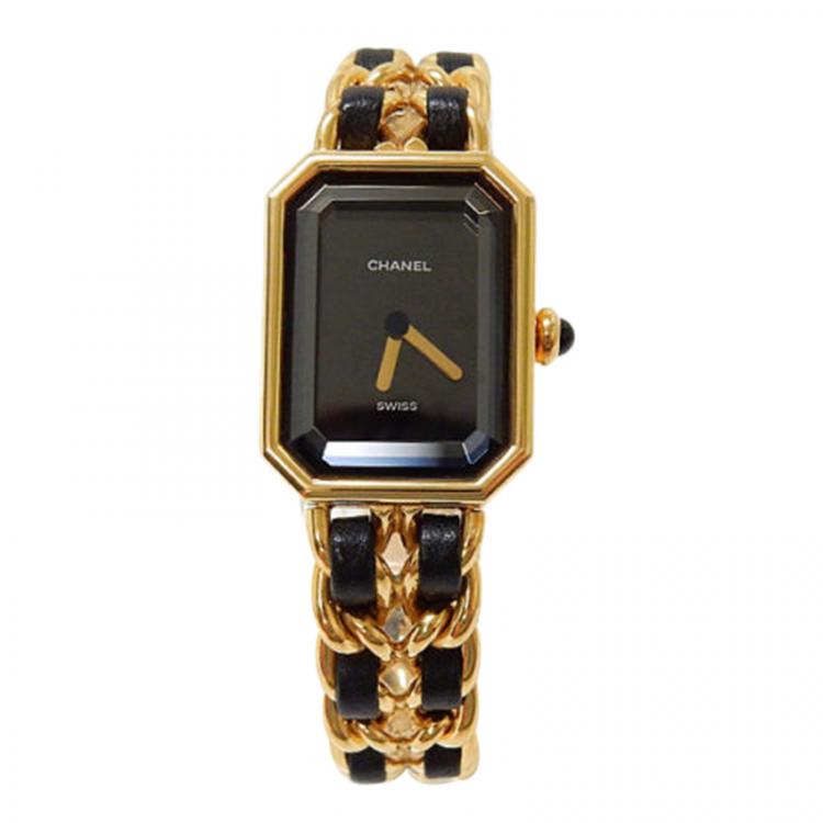 Pre Owned Chanel Black Gold-Plated Steel Première Women's Wristwatch 20MM