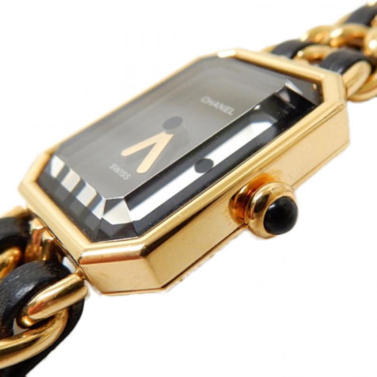 Pre Owned Chanel Black Gold-Plated Steel Première Women's Wristwatch 20MM