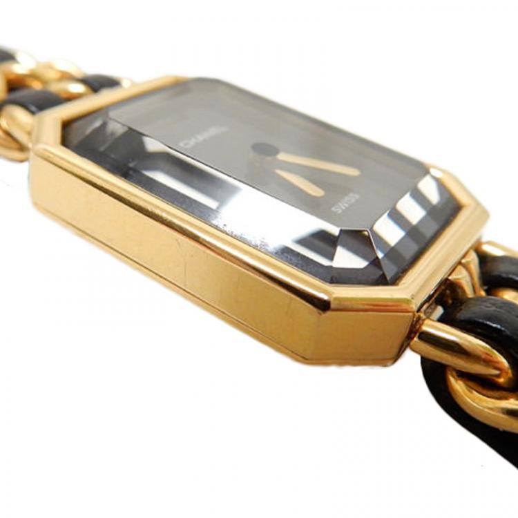 Pre Owned Chanel Black Gold-Plated Steel Première Women's Wristwatch 20MM
