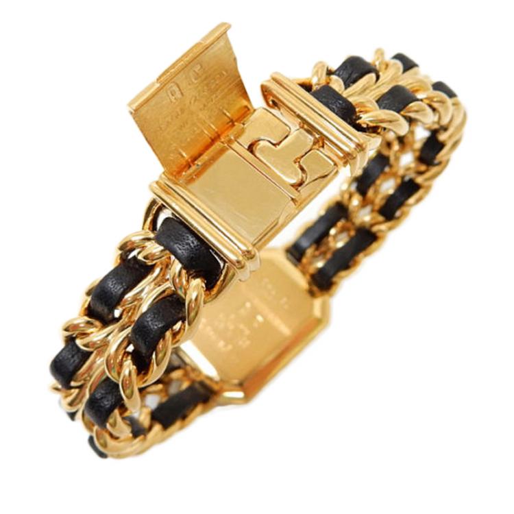 Pre Owned Chanel Black Gold-Plated Steel Première Women's Wristwatch 20MM
