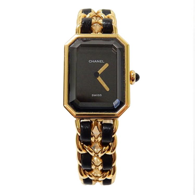 Pre Owned Chanel Black Gold-Plated Steel Première Women's Wristwatch 20MM