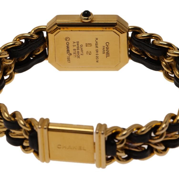 Pre Owned Chanel Black Gold-Plated Stainless Steel Première Women's Wristwatch 20MM 