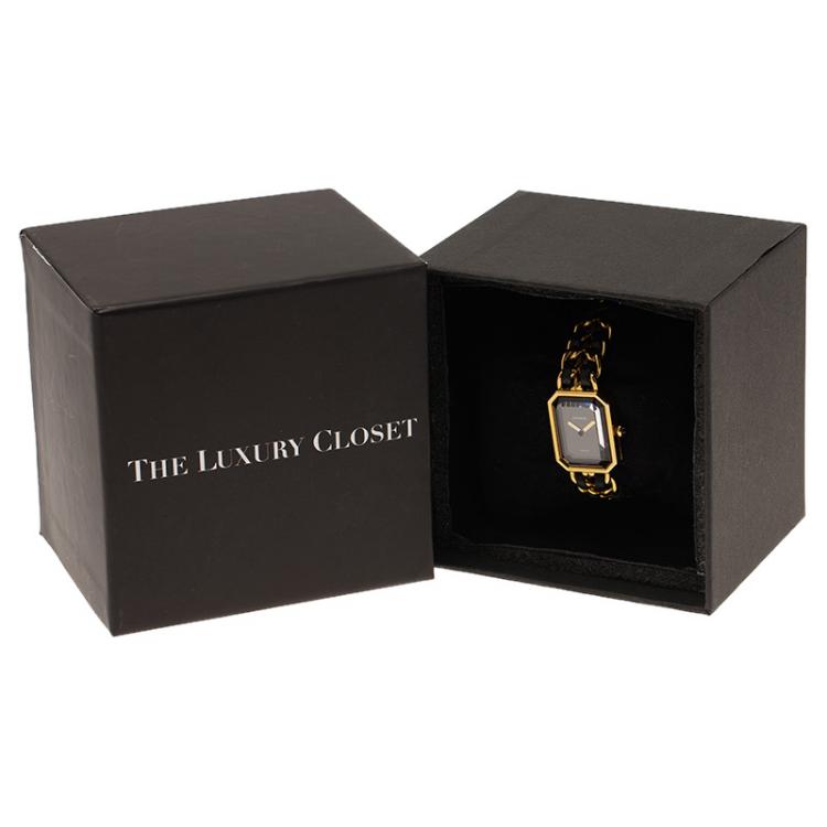 Pre Owned Chanel Black Gold-Plated Stainless Steel Première Women's Wristwatch 20MM 