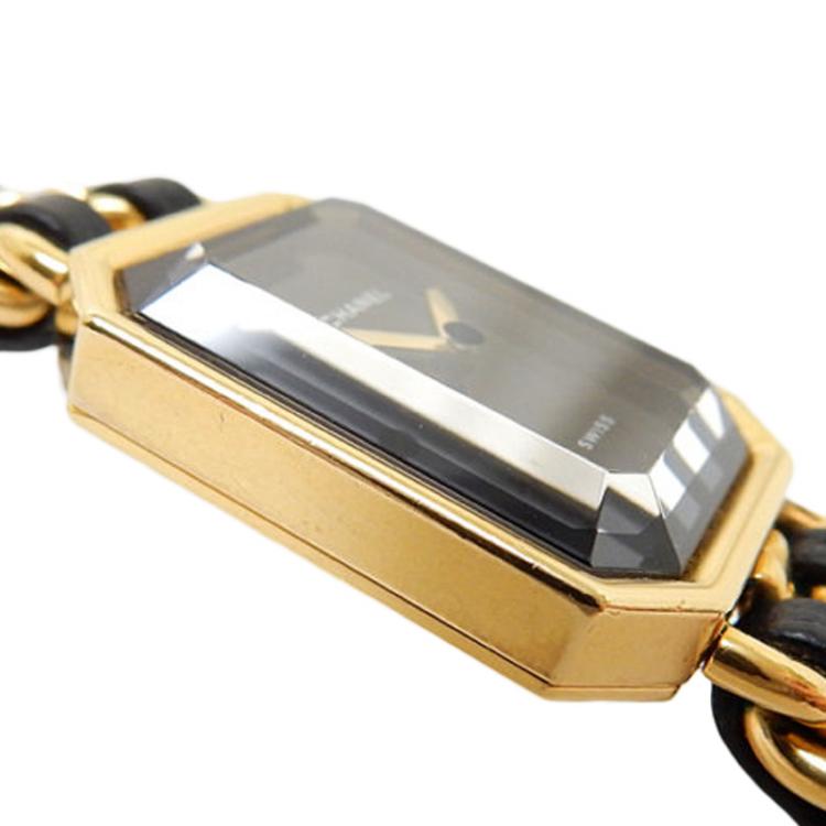 Pre Owned Chanel Black Gold-Plated Stainless Steel Première Women's Wristwatch 20MM