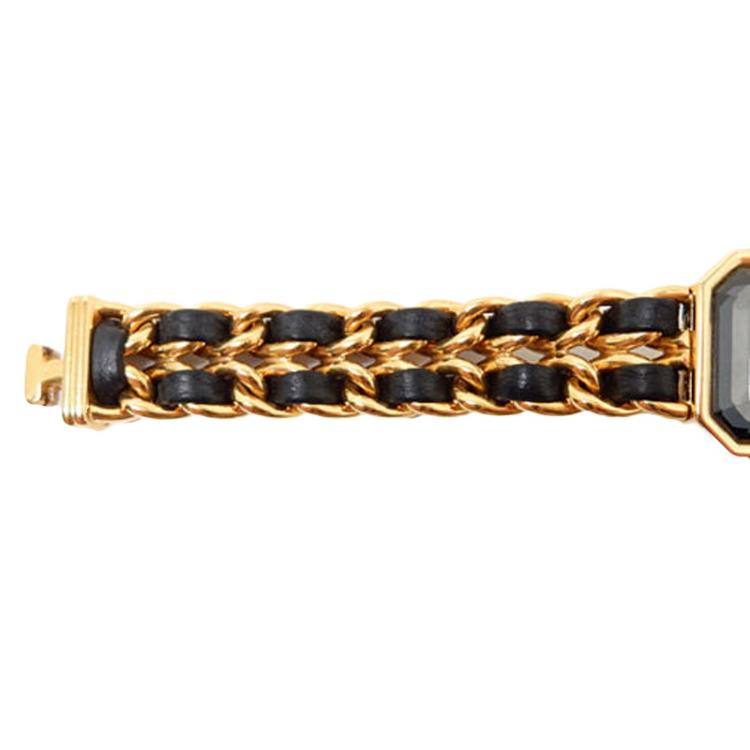 Pre Owned Chanel Black Gold-Plated Stainless Steel Première Women's Wristwatch 20MM