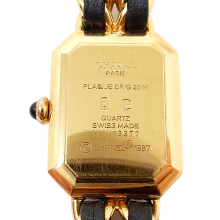 Pre Owned Chanel Black Gold-Plated Stainless Steel Première Women's Wristwatch 20MM