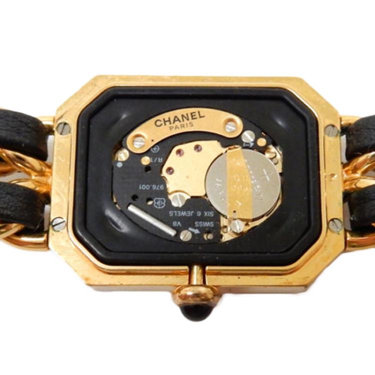 Pre Owned Chanel Black Gold-Plated Stainless Steel Première Women's Wristwatch 20MM