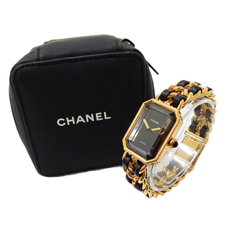 Pre Owned Chanel Black Gold-Plated Stainless Steel Première Women's Wristwatch 20MM