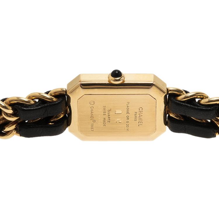 Pre Owned Chanel Black Gold-Plated Stainless Steel Premiere Women's Wristwatch 20MM
