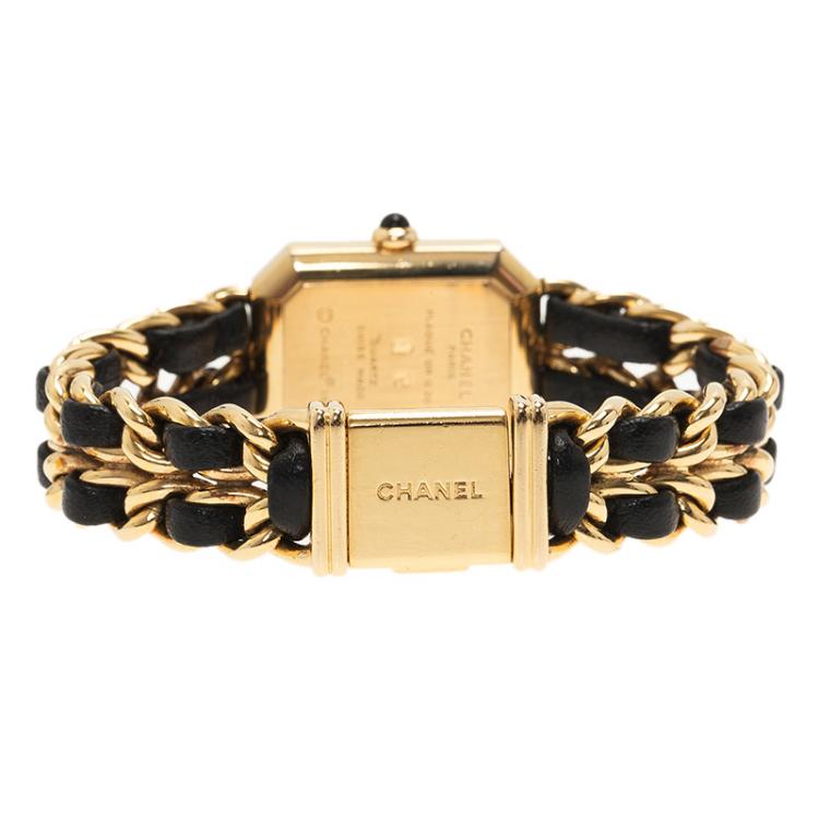 Pre Owned Chanel Black Gold-Plated Stainless Steel Premiere Women's Wristwatch 20MM