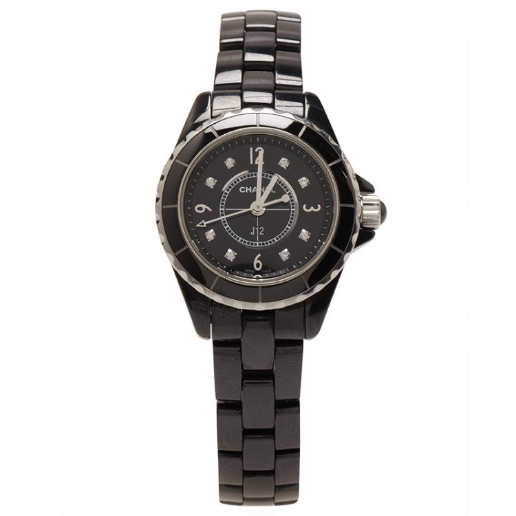 Pre Owned Chanel Black Ceramic J12 Women's Wristwatch 29MM