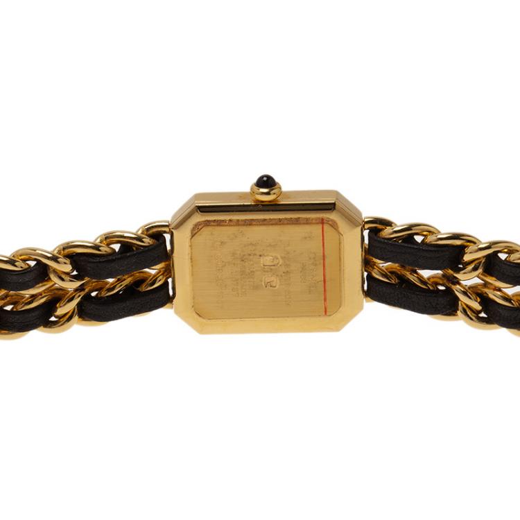 Pre Owned Chanel Black Gold-Plated Stainless Steel Premiere Women's Wristwatch 20MM