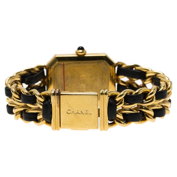 Pre Owned Chanel Black Gold-Plated Stainless Steel Premiere Women's Wristwatch 20MM