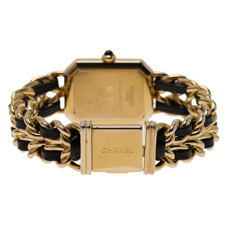 Pre Owned Chanel Black Gold-Plated Stainless Steel Premiere Women's Wristwatch 20MM