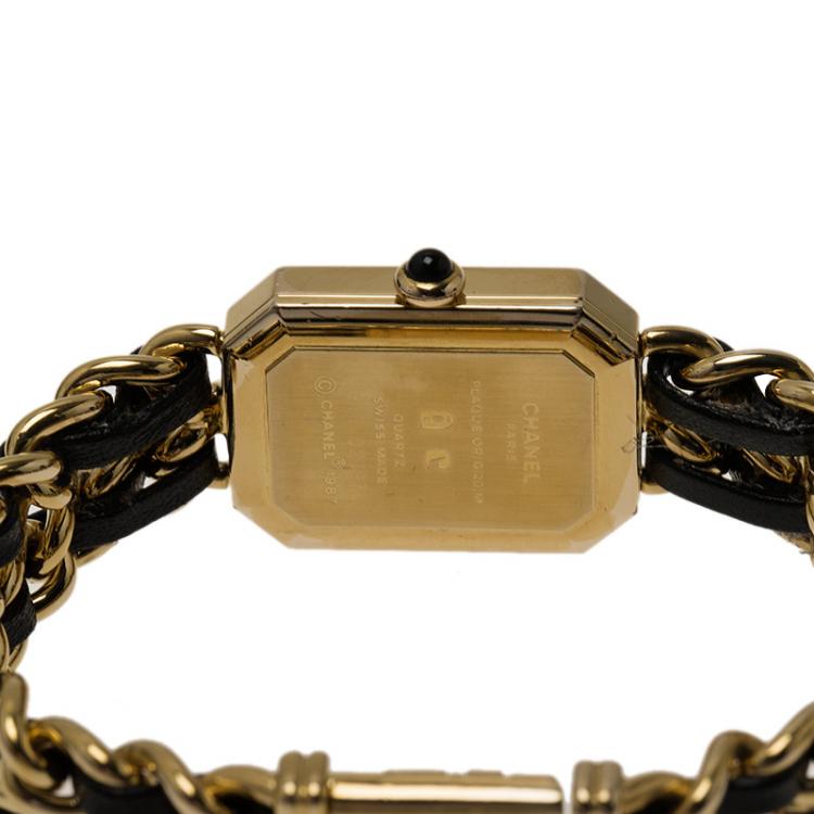 Pre Owned Chanel Black Gold-Plated Stainless Steel Premiere Women's Wristwatch 20MM