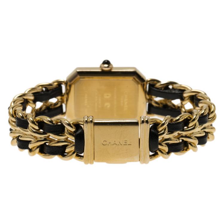 Pre Owned Chanel Black Gold-Plated Stainless Steel Premiere Women's Wristwatch 20MM