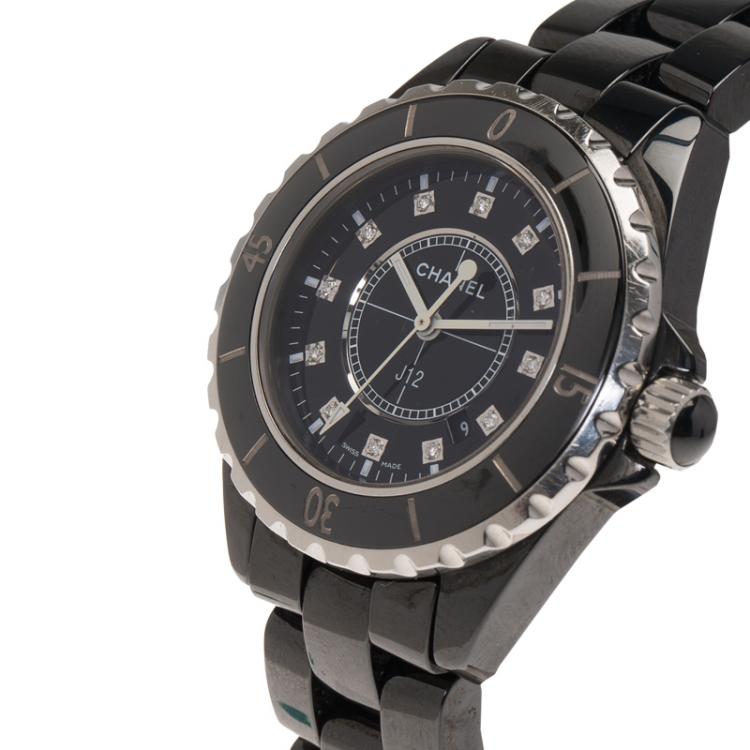 Pre Owned Chanel Black Ceramic J12 Women's Wristwatch 33MM
