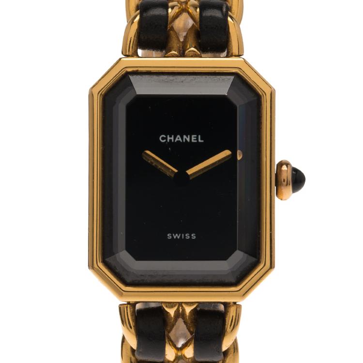 Pre Owned Chanel Black Gold-Plated Stainless Steel Premiere Women's Wristwatch 20MM