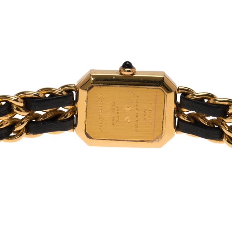 Pre Owned Chanel Black Gold-Plated Stainless Steel Premiere Women's Wristwatch 20MM