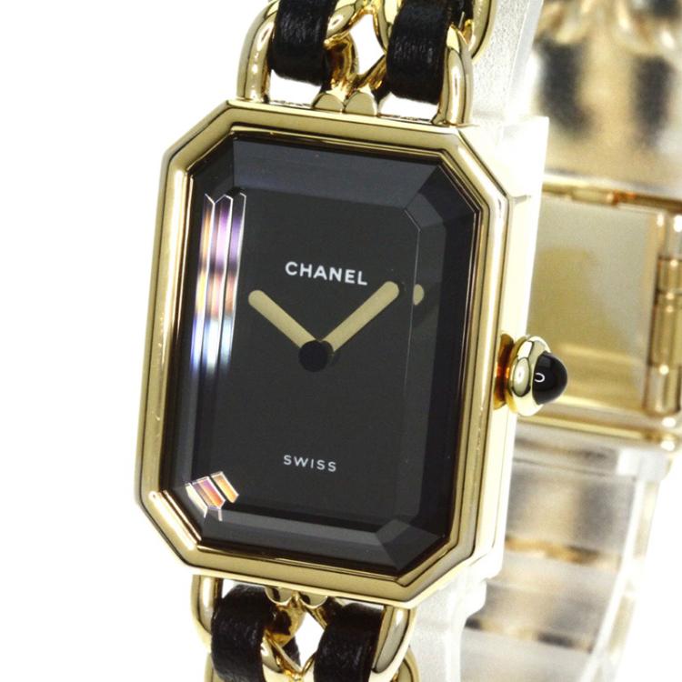 Pre Owned Chanel Black Gold-Plated Steel Premiere Women's Wristwatch 20MM